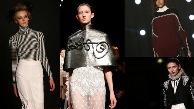 Creations at PPQ, Burberry and Versus (above), Temperley (below). (Reuters) Creations at PPQ, Burberry and Versus (above), Temperley (below). (Reuters)