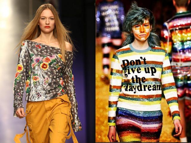 Topshop Unique and Ashish’s take on sheen for the next season. (Reuters and Ashish_UK/Instagram) Topshop Unique and Ashish’s take on sheen for the next season. (Reuters and Ashish_UK/Instagram)