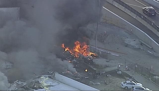 This image made from video shows the site of a plane crash near Essendon Airport in Melbourne. (AP Photo)