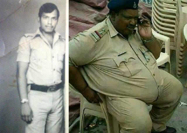 Inspector Daulatram Jogawat in his younger days (left), and the photograph Shobhaa De tweeted this week. Inspector Daulatram Jogawat in his younger days (left), and the photograph Shobhaa De tweeted this week.