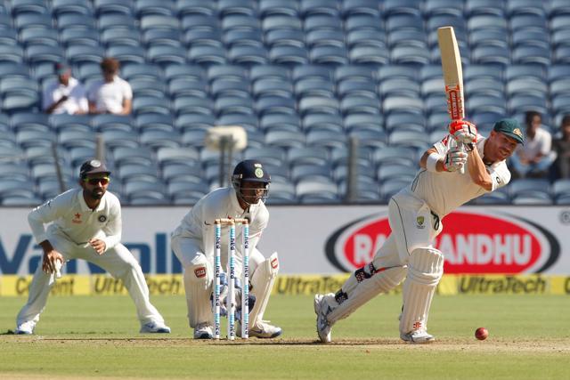 David Warner survived some close calls as he held firm. Catch live cricket score of India vs Australia, 1st Test, here. (BCCI)