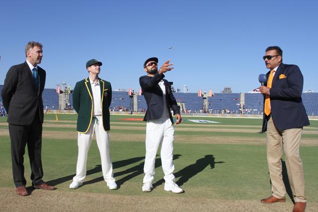 Virat Kohli lost the toss as Australia captain Steve Smith chose to bat first in Pune. (BCCI) Virat Kohli lost the toss as Australia captain Steve Smith chose to bat first in Pune. (BCCI)