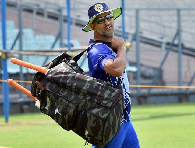 Mahendra Singh Dhoni at the Eden Garden in Kolkata on Thursday. (PTI) Mahendra Singh Dhoni at the Eden Garden in Kolkata on Thursday. (PTI)