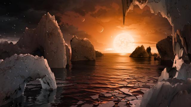 An artist's depiction shows the possible surface on one of seven newly discovered planets in the TRAPPIST-1 system that scientists using the Spitzer Space Telescope and ground-based telescopes have discovered. (REUTERS) An artist's depiction shows the possible surface on one of seven newly discovered planets in the TRAPPIST-1 system that scientists using the Spitzer Space Telescope and ground-based telescopes have discovered. (REUTERS)