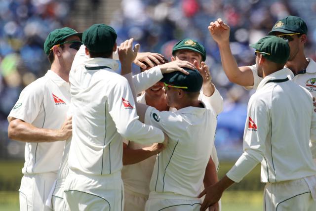 Stephen O’Keefe picked up three wickets in one over as India collapsed. Catch live cricket score of India vs Australia, here. (BCCI) Stephen O’Keefe picked up three wickets in one over as India collapsed. Catch live cricket score of India vs Australia, here. (BCCI)