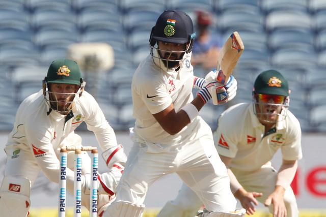 KL Rahul neared a fifty as India stayed afloat against Australia in Pune. Catch live cricket score of India vs Australia, day 2 here. (BCCI)