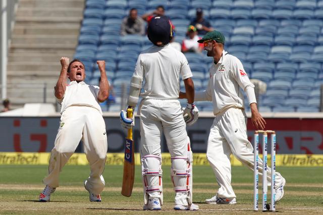 Stephen O’Keefe picked up his maiden five-wicket haul as he wrecked India in Pune. Catch live cricket score of India vs Australia here. (BCCI)
