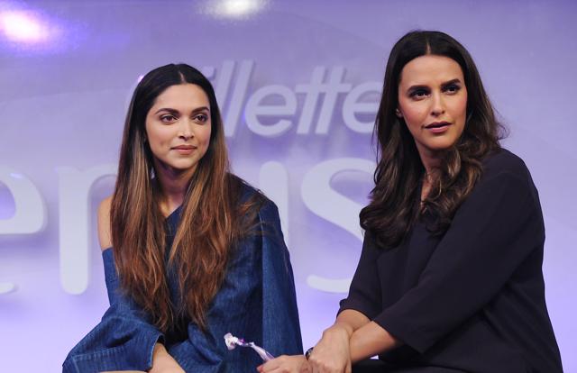 Deepika Padukone and Neha Dhupia take part in a promotional event in Mumbai. (AFP) Deepika Padukone and Neha Dhupia take part in a promotional event in Mumbai. (AFP)