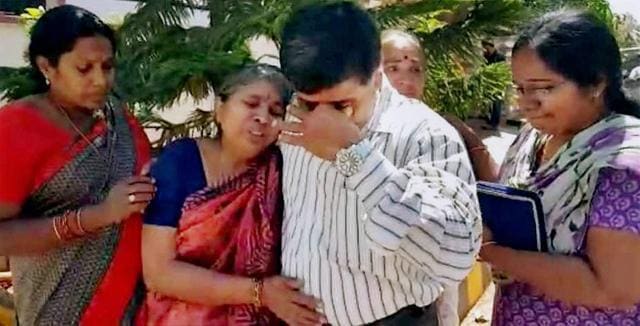 Kuchibhotla’s parents mourn his death in Hyderabad. (PTI Photo) Kuchibhotla’s parents mourn his death in Hyderabad. (PTI Photo)