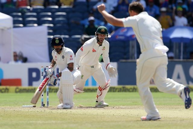 Virat Kohli Captain was clean bowled by Steve O'Keefe during third day of the first Test. Virat Kohli Captain was clean bowled by Steve O'Keefe during third day of the first Test.