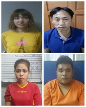 Suspects Vietnamese Doan Thi Huong, North Korean Ri Jong Chol, Indonesian Siti Aisyah and Malaysian Muhammad Farid Bin Jallaludin are seen in this combination image. (Reuters Photo) Suspects Vietnamese Doan Thi Huong, North Korean Ri Jong Chol, Indonesian Siti Aisyah and Malaysian Muhammad Farid Bin Jallaludin are seen in this combination image. (Reuters Photo)
