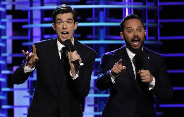Hosts John Mulaney (L) and Nick Kroll sing at the 2017 Film Independent Spirit Awards in Santa Monica. (REUTERS) Hosts John Mulaney (L) and Nick Kroll sing at the 2017 Film Independent Spirit Awards in Santa Monica. (REUTERS)