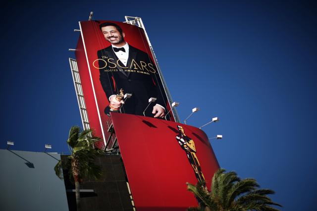 A Jimmy Kimmel poster is seen outside the Dolby Theatre as preparations continue for the 89th Academy Awards in Hollywood. (REUTERS) A Jimmy Kimmel poster is seen outside the Dolby Theatre as preparations continue for the 89th Academy Awards in Hollywood. (REUTERS)