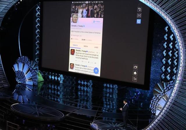 Host Jimmy Kimmel tweets to President Donald Trump. (REUTERS) Host Jimmy Kimmel tweets to President Donald Trump. (REUTERS)