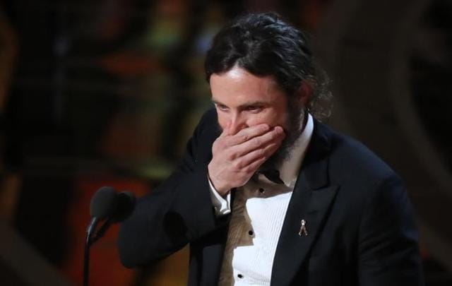 Casey Affleck reacts as he accepts the Oscar for Best Actor for Manchester by the Sea. Casey Affleck reacts as he accepts the Oscar for Best Actor for Manchester by the Sea.