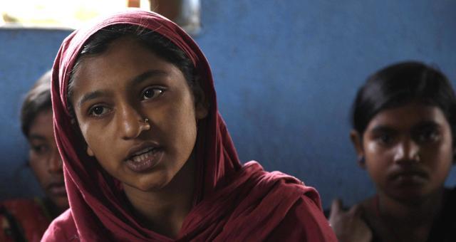 A member of the children’s team in Sandeshkhali village in South 24 Parganas in Kolkata. (Subhankar Chakraborty/HT Photo) A member of the children’s team in Sandeshkhali village in South 24 Parganas in Kolkata. (Subhankar Chakraborty/HT Photo)