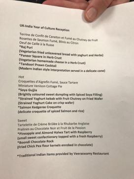 Menu prepared for Queen Elizabeth’s reception at Buckingham Palace on Monday to launch the UK-India Year of Culture 2017. (HT Photo) Menu prepared for Queen Elizabeth’s reception at Buckingham Palace on Monday to launch the UK-India Year of Culture 2017. (HT Photo)