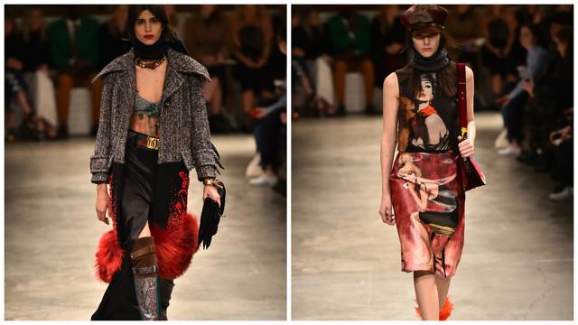 While Prada offered a crochet bra worn with trousers, Marni stitched bras and bikinis over the top of dresses. (AFP)