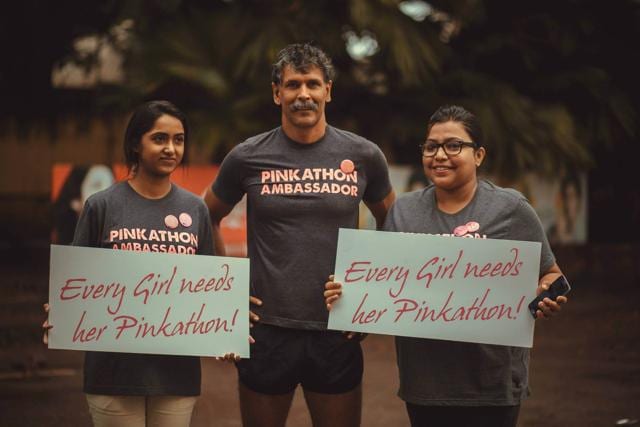 The first Pinkathon was organised in Mumbai in 2012 with 2000 women participants. (Milind Soman/Facebook) The first Pinkathon was organised in Mumbai in 2012 with 2000 women participants. (Milind Soman/Facebook)