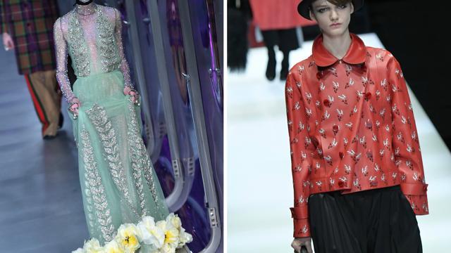The ramp was in full bloom in Milan with blossoms across the board on dresses, skirts, coats and scarves. (AFP)