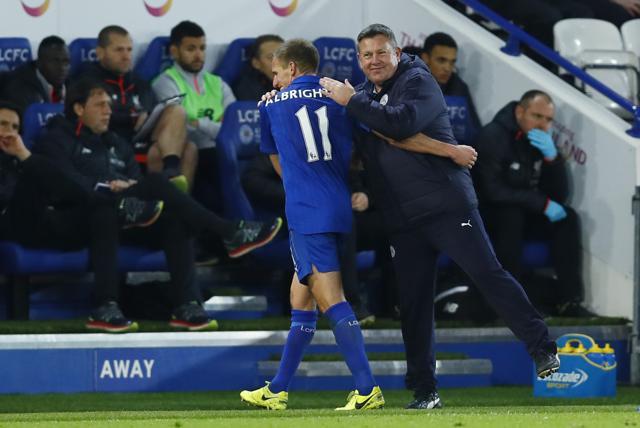 Leicester City's Marc Albrighton walks past caretaker manager Craig Shakespeare as he is substituted. (REUTERS) Leicester City's Marc Albrighton walks past caretaker manager Craig Shakespeare as he is substituted. (REUTERS)
