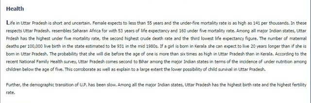 The paragraph in the UP government’s official website that says life in the state is ‘short and uncertain’. (Screengrab)
