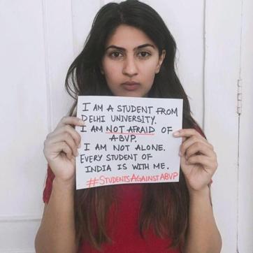 Delhi University student Gurmehar Kaur’s social media campaign against ABVP went viral. Delhi University student Gurmehar Kaur’s social media campaign against ABVP went viral.