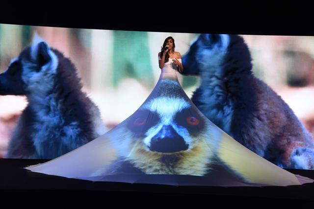 The projections on the dress ranged from floral animations to beautiful images of wilderness. (Viral Bhayani)