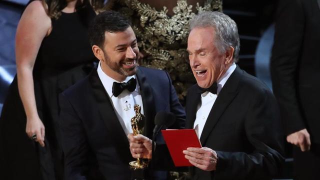 Jimmy Kimmel and Warren Beatty laugh after correcting the Best Picture Oscar from La La Land to Moonlight. (Reuters) Jimmy Kimmel and Warren Beatty laugh after correcting the Best Picture Oscar from La La Land to Moonlight. (Reuters)