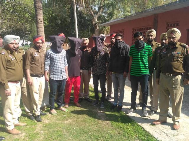 The five accused, including Babli Randhawa, in police custody on Thursday. (HT Photo)