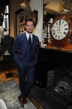 Check out British model David Gandy’s three-piece suit. (Eamonn M. McCormack/Getty Images) Check out British model David Gandy’s three-piece suit. (Eamonn M. McCormack/Getty Images)