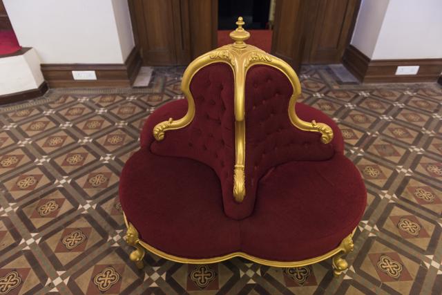 A conversation chair from the personal collection of the Maharaja of Gondal. (Aalok Soni/ HT Photo )