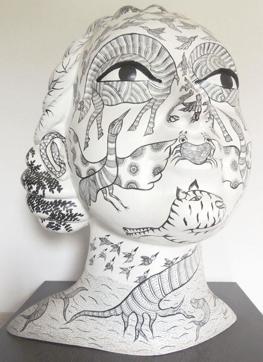 A sculpture titled The Eternal Gaze.