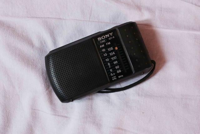 The poet is not romantic about old objects and this Sony transistor is merely three years old. The poet is not romantic about old objects and this Sony transistor is merely three years old.