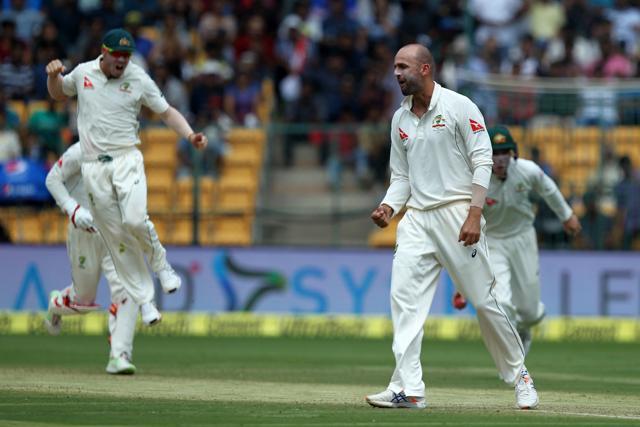 Nathan Lyon picked up 8/50, the best figures by an overseas bowler in Tests in India as Australia dominated the Bangalore Test. (BCCI)
