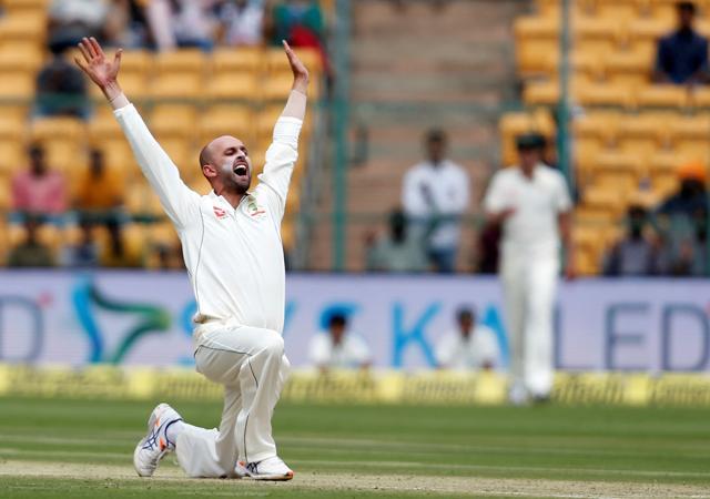 Australia's Nathan Lyon celebrates the wicket of India's captain Virat Kohli. (REUTERS) Australia's Nathan Lyon celebrates the wicket of India's captain Virat Kohli. (REUTERS)