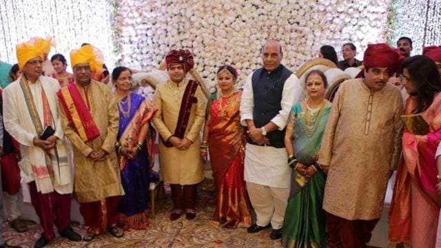 The wedding of Nitin Gadkari’s daughter Ketaki in Nagpur. (HT Photo) The wedding of Nitin Gadkari’s daughter Ketaki in Nagpur. (HT Photo)