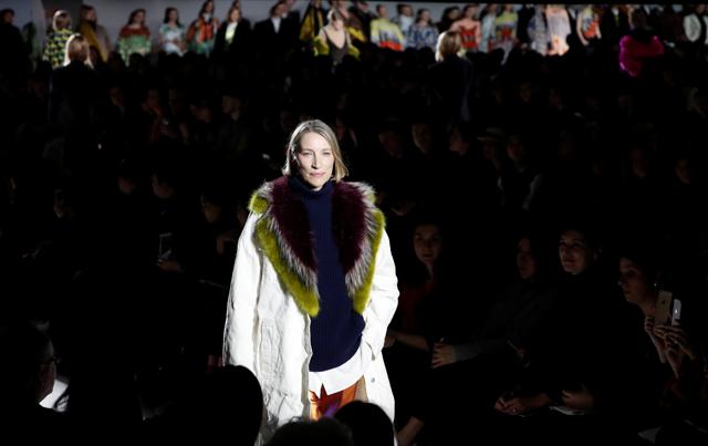 A model presents a creation by Belgian designer Dries Van Noten. (Reuters) A model presents a creation by Belgian designer Dries Van Noten. (Reuters)