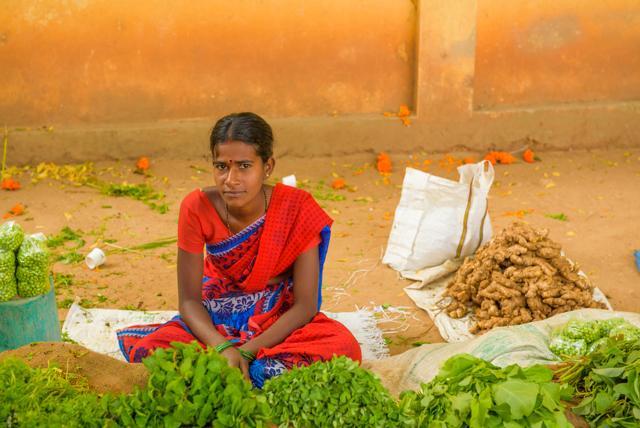 A woman vegetable seller in Puttaparthi, Andhra Pradesh, India. (Shutterstock) A woman vegetable seller in Puttaparthi, Andhra Pradesh, India. (Shutterstock)
