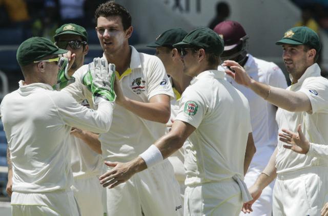 Josh Hazlewood celebrates after dismissing Shane Dowrich in Kingston, 2015. (AFP) Josh Hazlewood celebrates after dismissing Shane Dowrich in Kingston, 2015. (AFP)