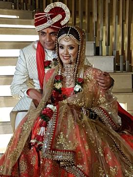 Newly-wed couple Hrishita and Anand Tiwari pose for the camera. Newly-wed couple Hrishita and Anand Tiwari pose for the camera.