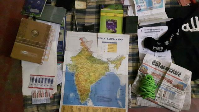 A map of the Indian Railways found from the house where the suspected militant was holed up. (ATS handout) A map of the Indian Railways found from the house where the suspected militant was holed up. (ATS handout)