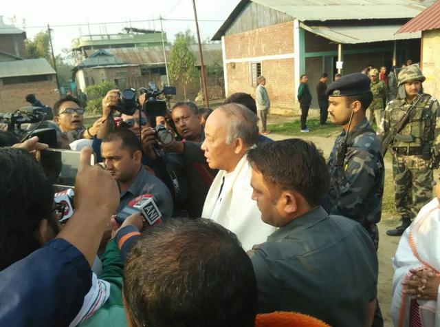 Manipur CM Okram Ibobi Singh after casting his vote at his native village in Khangabok constituency. (Sobhapati Samom/ HT Photo) Manipur CM Okram Ibobi Singh after casting his vote at his native village in Khangabok constituency. (Sobhapati Samom/ HT Photo)
