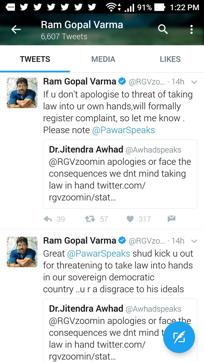 A screenshot of the spat the politician and the filmmaker had on Twitter. (HT)