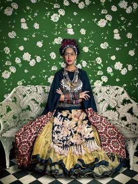 Frida on White Bench (Lisa Haydon), archival pigment print, 2011, edition of 12, from the series Frida Kahlo. (Rohit Chawla/Courtesy Tasveer) Frida on White Bench (Lisa Haydon), archival pigment print, 2011, edition of 12, from the series Frida Kahlo. (Rohit Chawla/Courtesy Tasveer)