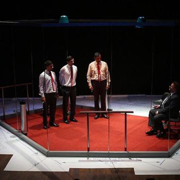 A scene from Dhumrapaan underway at the Kamani auditorium in Delhi. (Metawards.com/plays/dhumrapaan/)