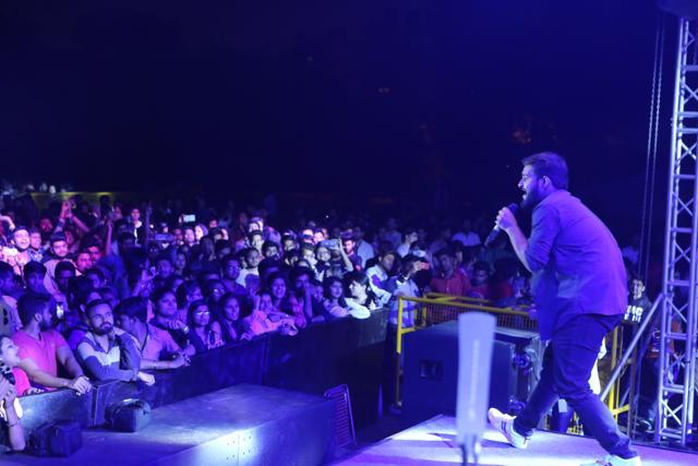 Lead vocalist, Shreyansh Tiwari of the band, Rangreza, performs for a packed crowd on the final day. (Manoj Verma/HT Photo)