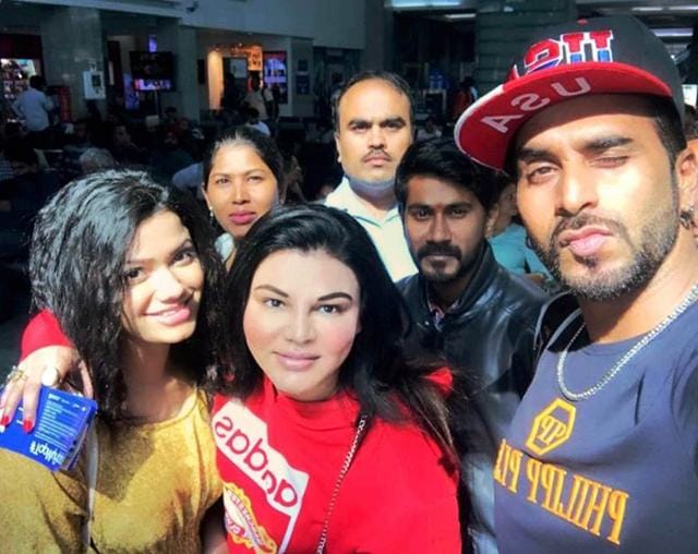 Rakhi Sawant with other actors in Jammu on Saturday for the shooting of film Before Christmas. (PTI) Rakhi Sawant with other actors in Jammu on Saturday for the shooting of film Before Christmas. (PTI)
