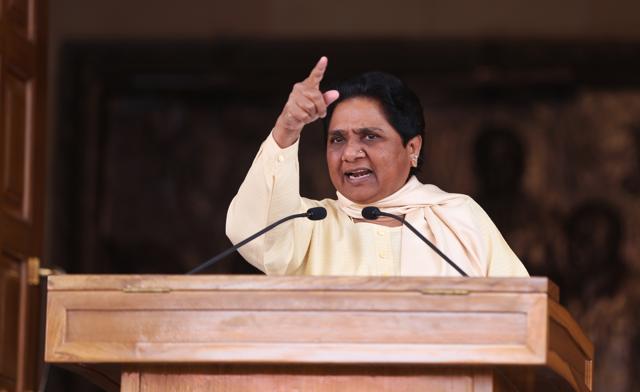 BSP chief Mayawati comes for press conference at mall avenue residence in Lucknow, India on Saturday. BSP chief Mayawati comes for press conference at mall avenue residence in Lucknow, India on Saturday.