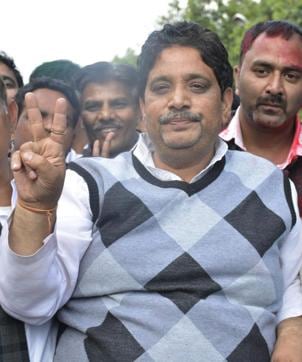 BJP’s Sunil Sharma defeated his nearest rival and sitting MLA Amarpal Sharma by more than 1.5 lakh votes. (Sakib Ali/HT Photo) BJP’s Sunil Sharma defeated his nearest rival and sitting MLA Amarpal Sharma by more than 1.5 lakh votes. (Sakib Ali/HT Photo)